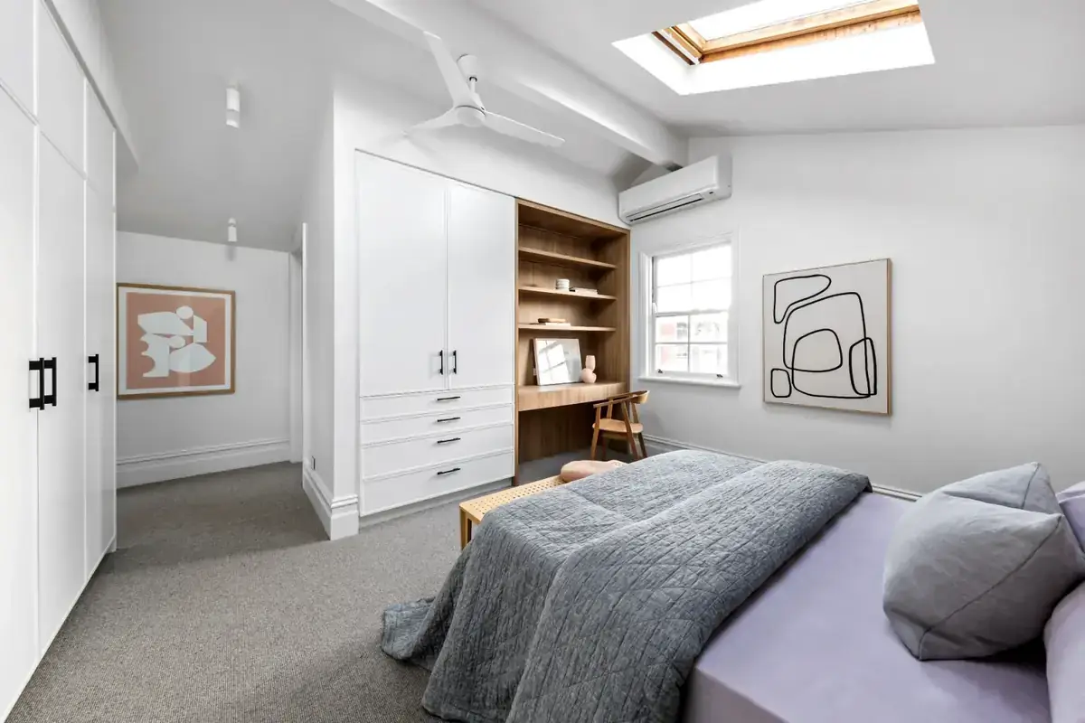 Master bedroom in renovated home