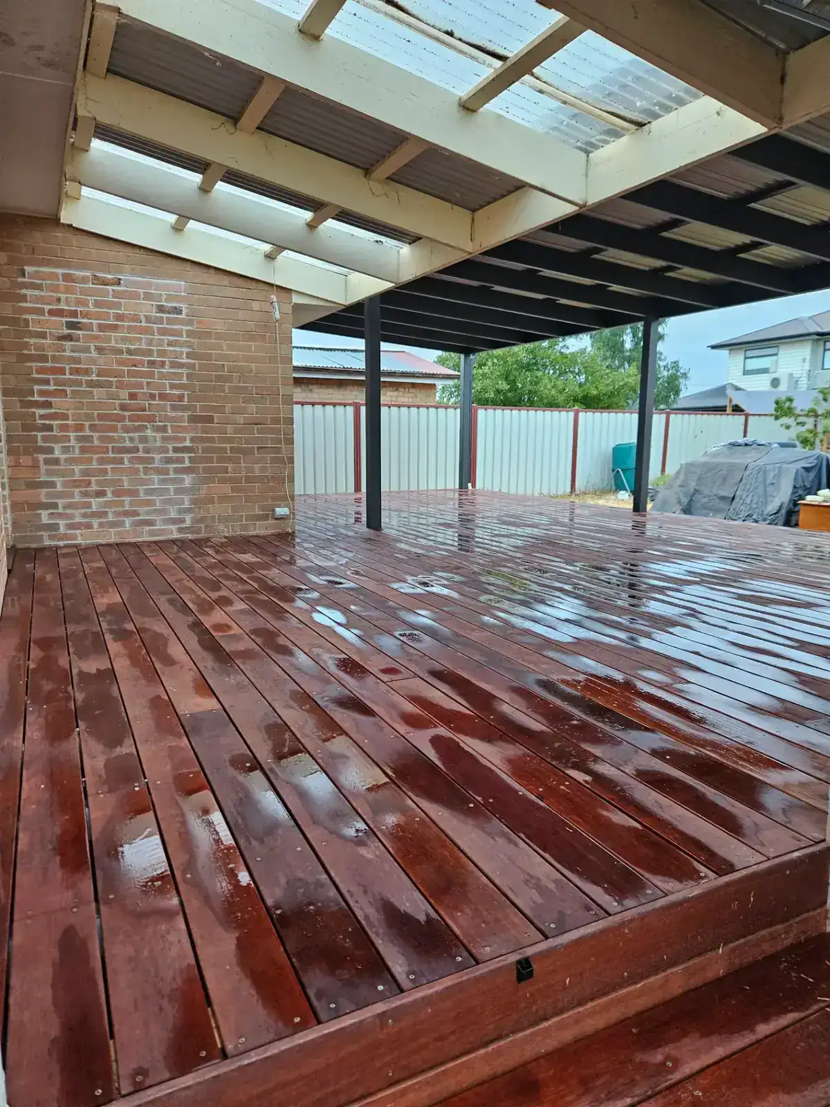 Merbau hardwood undercover deck built by RenoWorx in Melbourne's Inner West
