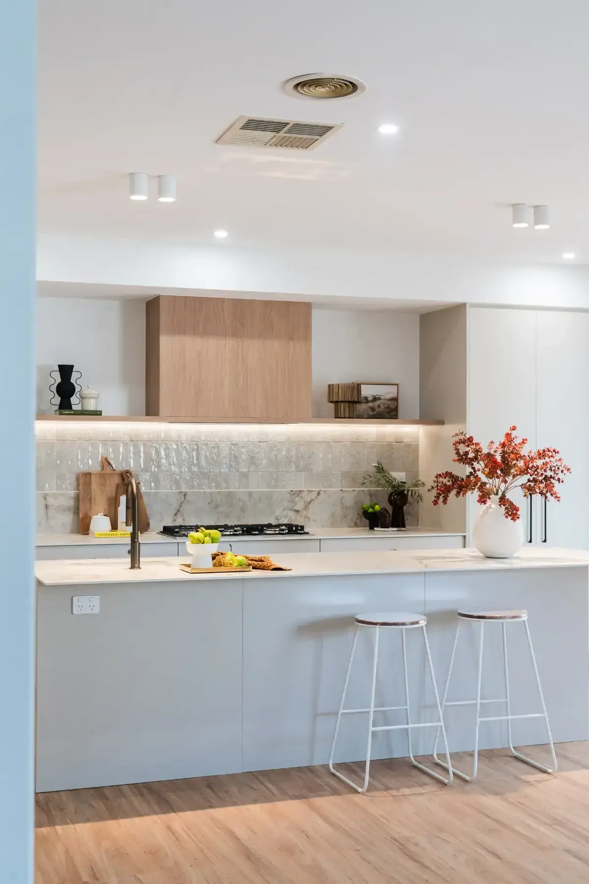 Spotswood kitchen with wide stone island